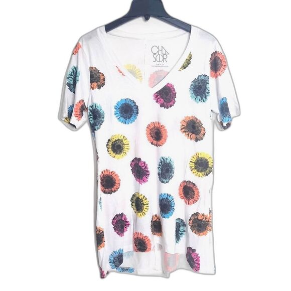Chaser Sunflower Floral Tee White Size Small NEW Lightly Flawed - Picture 2 of 6